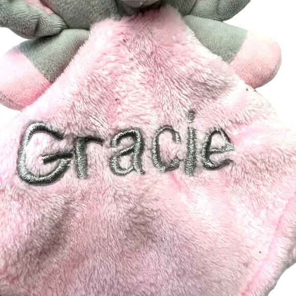 Elephant Baby Infant Security Blanket Embroidered “Gracie” Lovey Plush Fleece - Picture 4 of 10